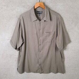 Murano Shirt Men XLT Tall Brown 100% Silk Short Sleeve Button Down Casual Summer